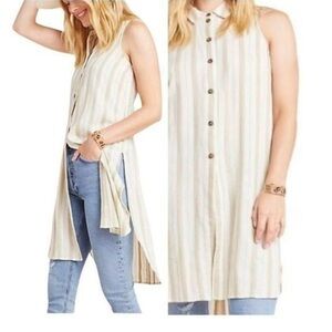 Women’s Anthropologie Delphine Duster Striped Tunic Size Medium with Buttons